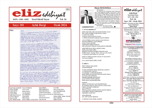 eliz edebiyat DERGİSİ 16. Yaşında!  eliz edebiyat DERGİSİ’nin 181. SAYISI ÇIKTI!