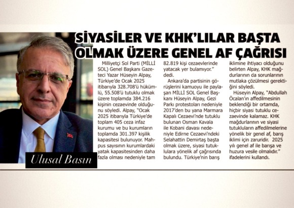 Alpay: KHK’lılar ve siyasi tutuklular için af   barışa ve huzura vesile olur