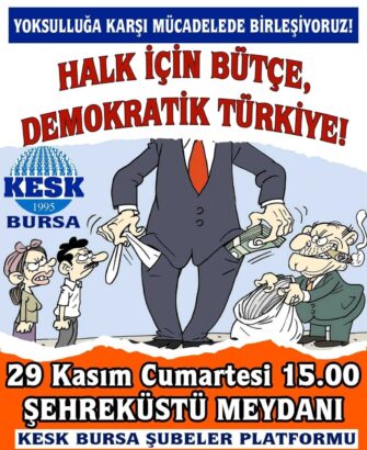 KESK Bursa Şubeleri’nden Bütçe Protestosu: “Yoksulluğa Karşı Birleşiyoruz!”