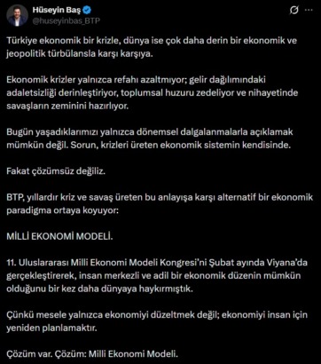 “Çözüm var, Çözüm: Milli Ekonomi Modeli”
