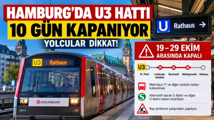 HAMBURG’DA SONBAHAR TATİLİNDE TOPLU TAŞIMAYA RAYLI SİSTEM ENGELİ: S-BAHN VE U-BAHN HATLARINDA KAPATMALAR!